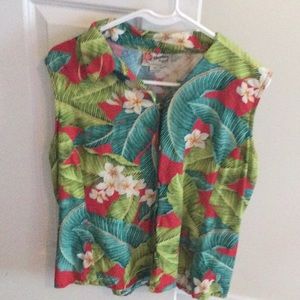 Womens Hawaiian sleeveless blouse. Size XL.
